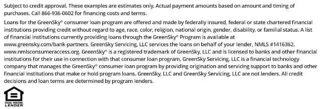 GreenSky financing disclosure and terms